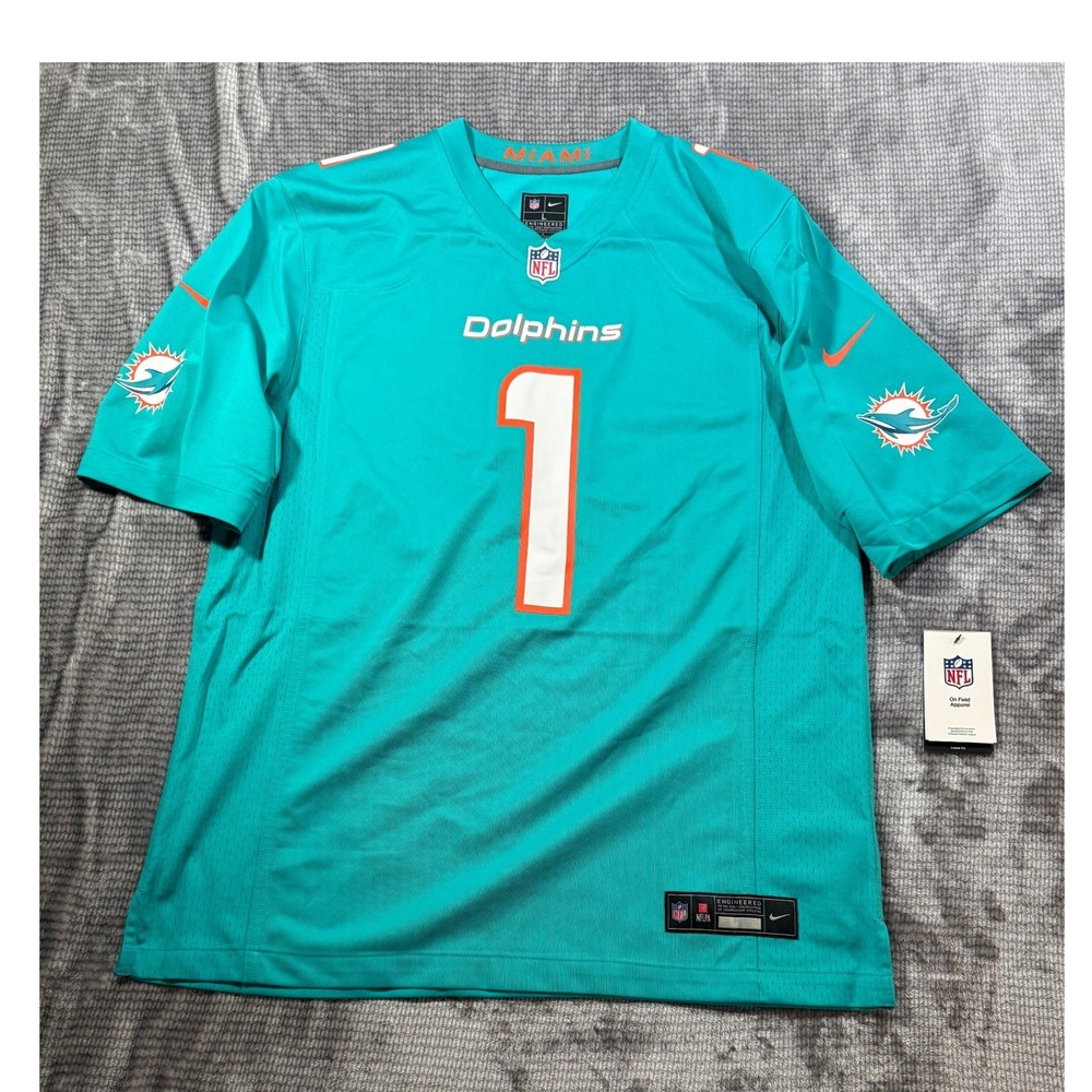 Nike Miami Dolphins Tua Tagovailoa #1 Aqua NFL Jersey Mens Large New